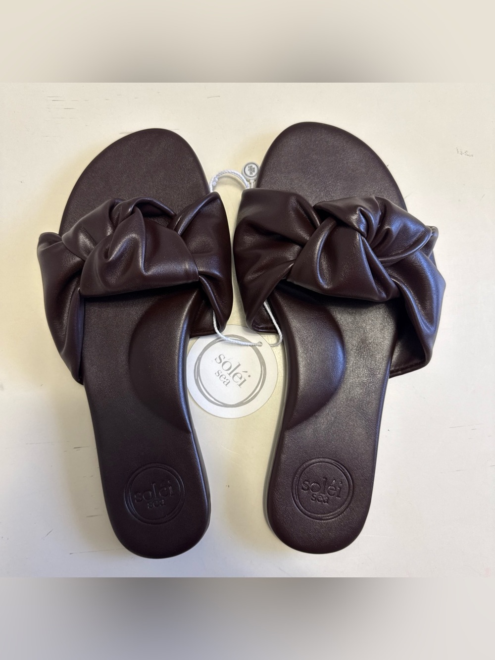 SOLEI SEA SANDALS WOMEN'S NOTTIE CHOCOLATE VEGAN SLIDES SIZE 9 NEW